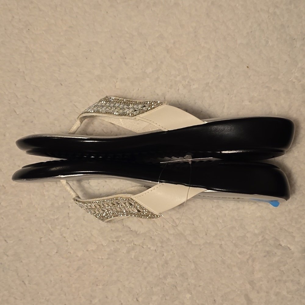 Toscanella White and Rhinestone Sandals - Picture 8 of 11